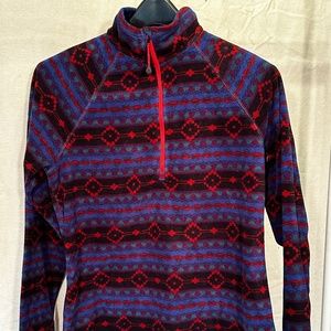 Women's Colorful Print Half Zip Jacket (Petite M)